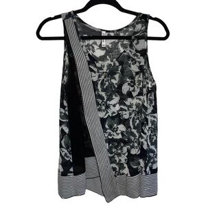 Women's Lori + Mari Black & Green Floral Tank Top